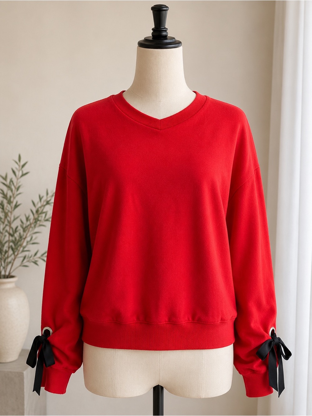 Elan Red Knit Top with Signature Label